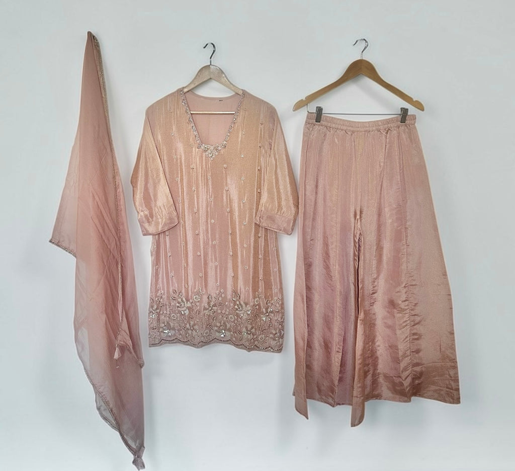 Blush pink palazzo suit