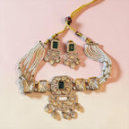 Emerald green Polki choker set
