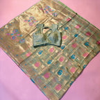 Sea-green chanderi silk saree