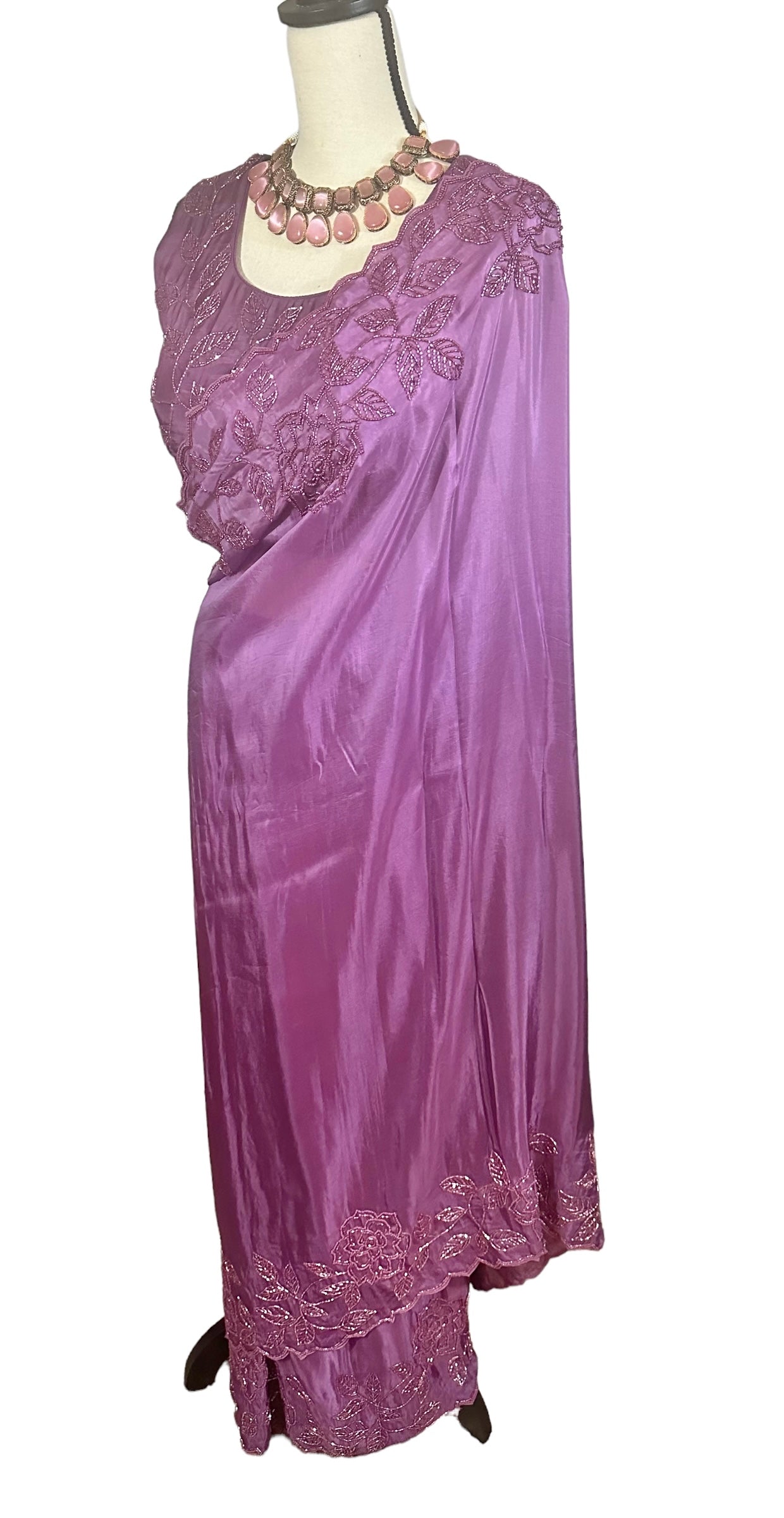 Purple organza saree