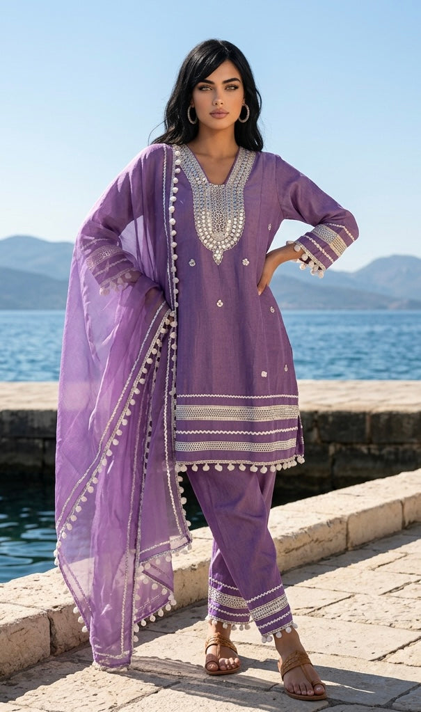 Purple cotton suit