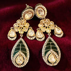 Emerald green Polki earrings