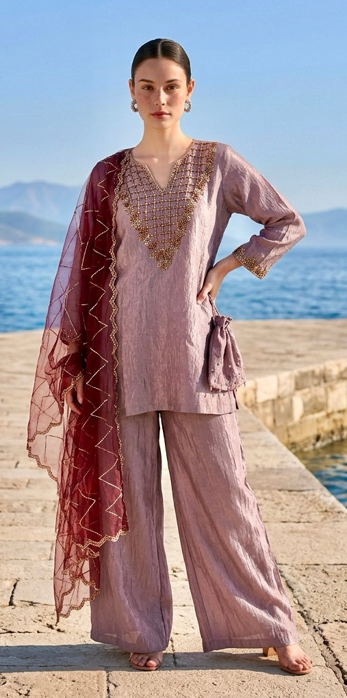 Purple palazzo suit