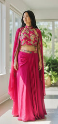 Hot pink dhoti skirt set