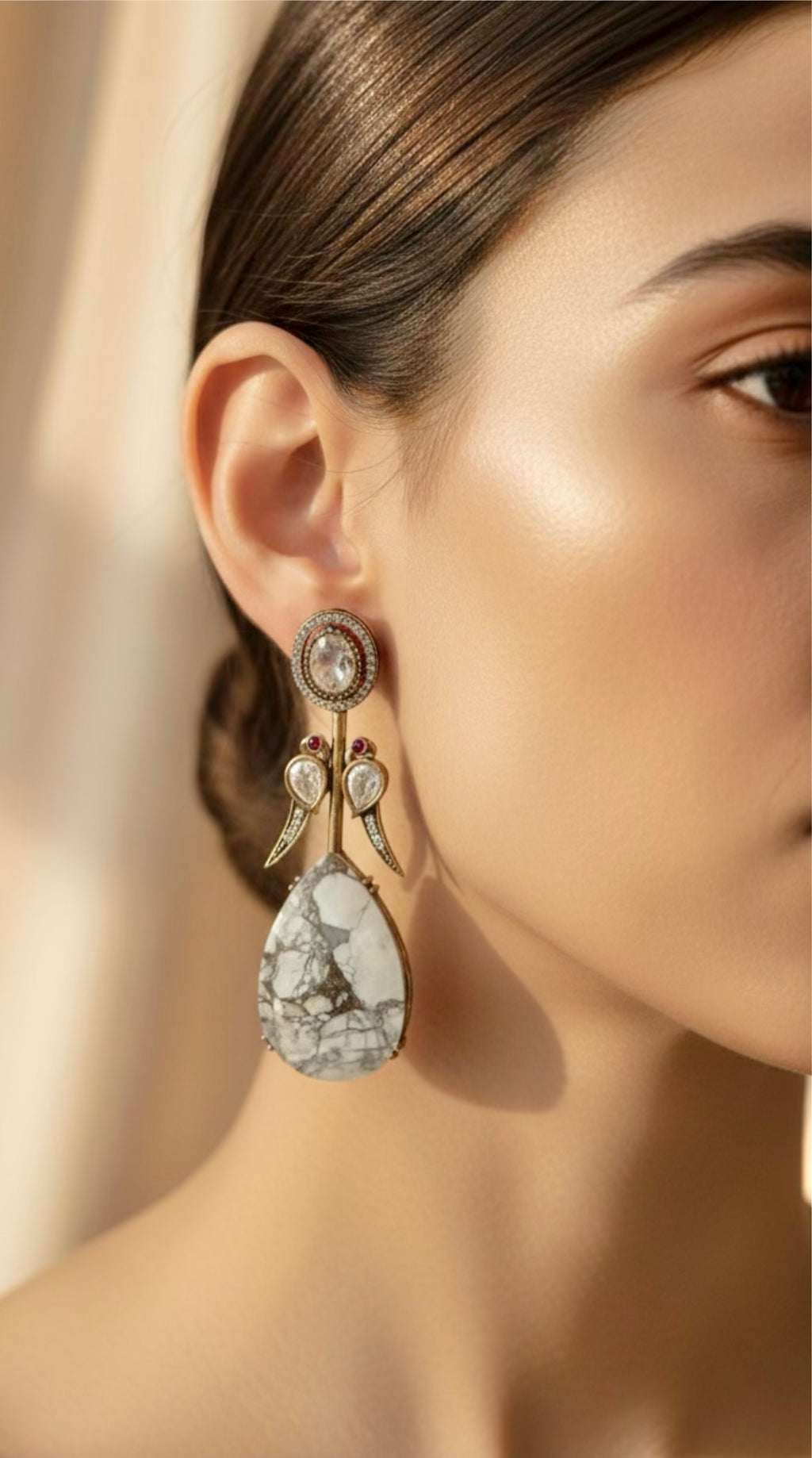 White marble pattern earrings