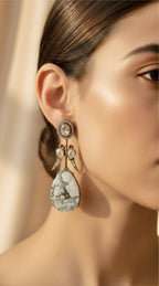White marble pattern earrings