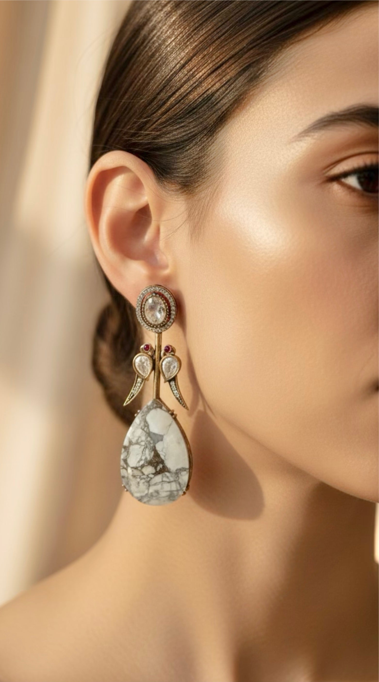 White marble pattern earrings