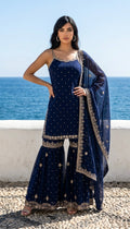 Navy blue garara suit