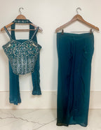 Teal color dhoti skirt set