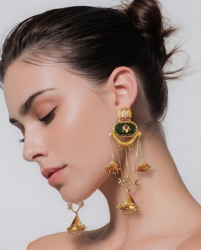 Emerald green jhumkaa earrings