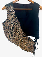 Navy blue drape fusion saree