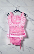 Pink net saree