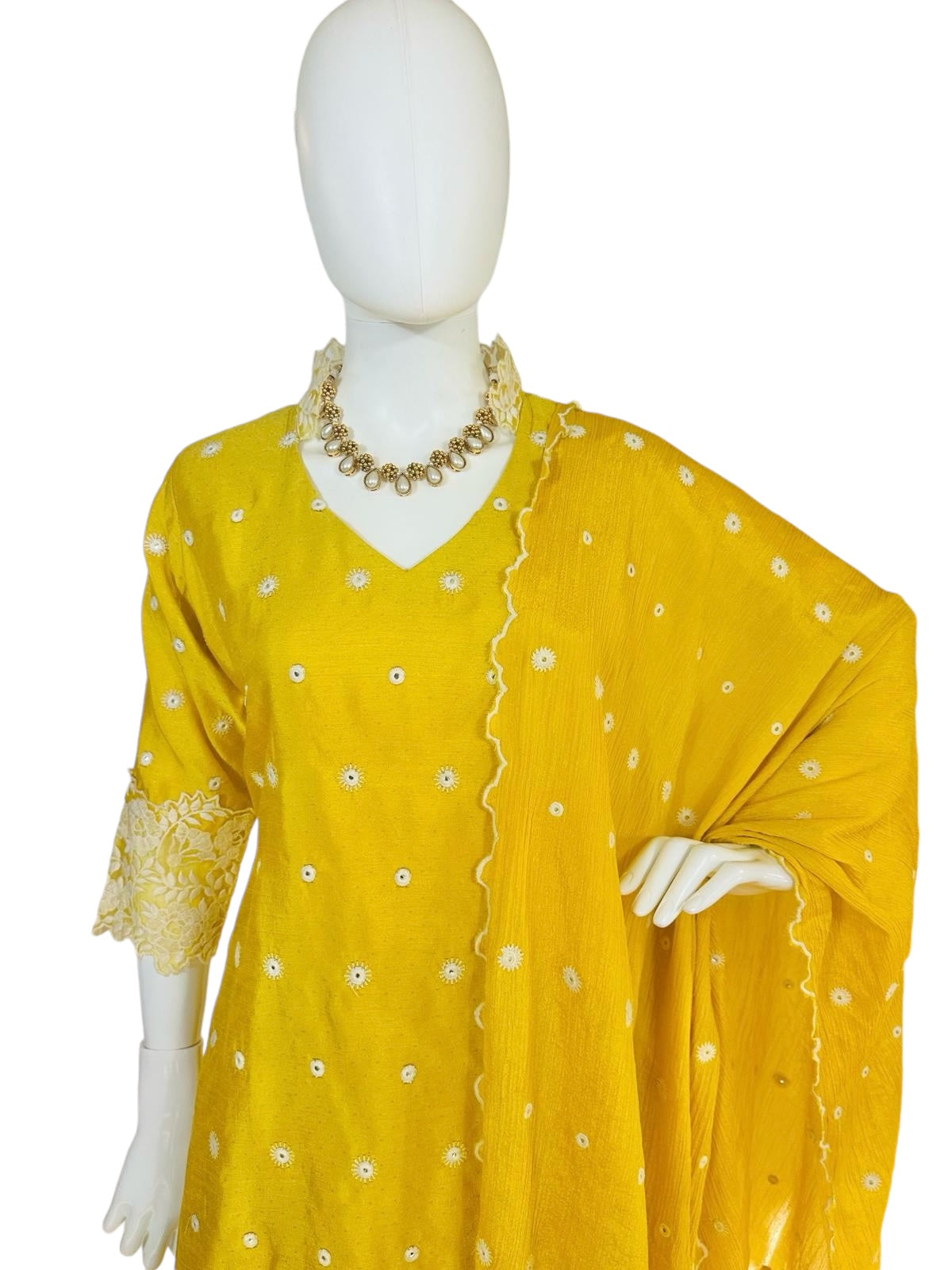 Yellow cotton silk suit