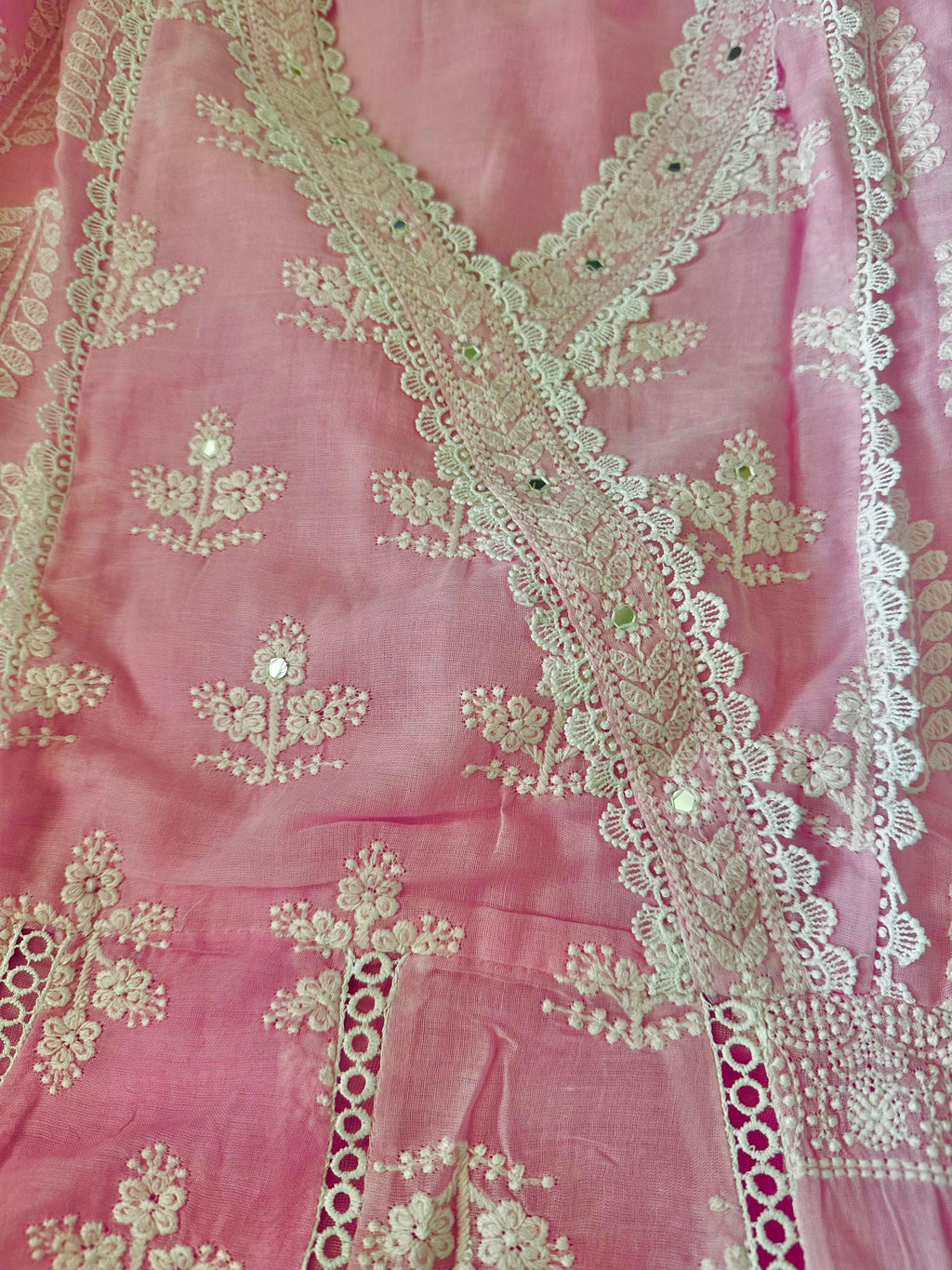 Pink chikankari suit