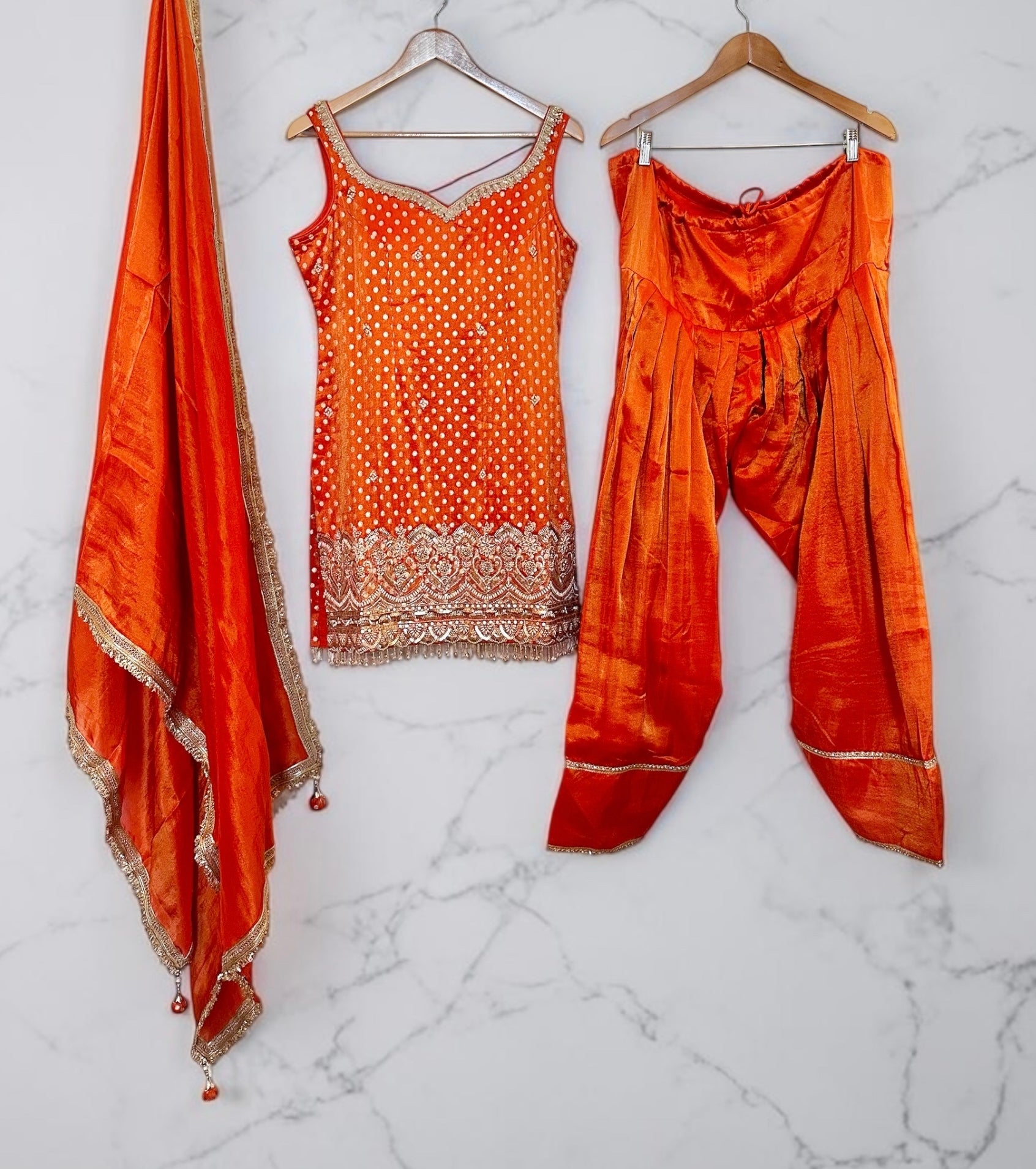 Orange farshi salwaar suit