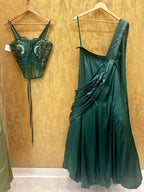 Emerald green lehenga saree