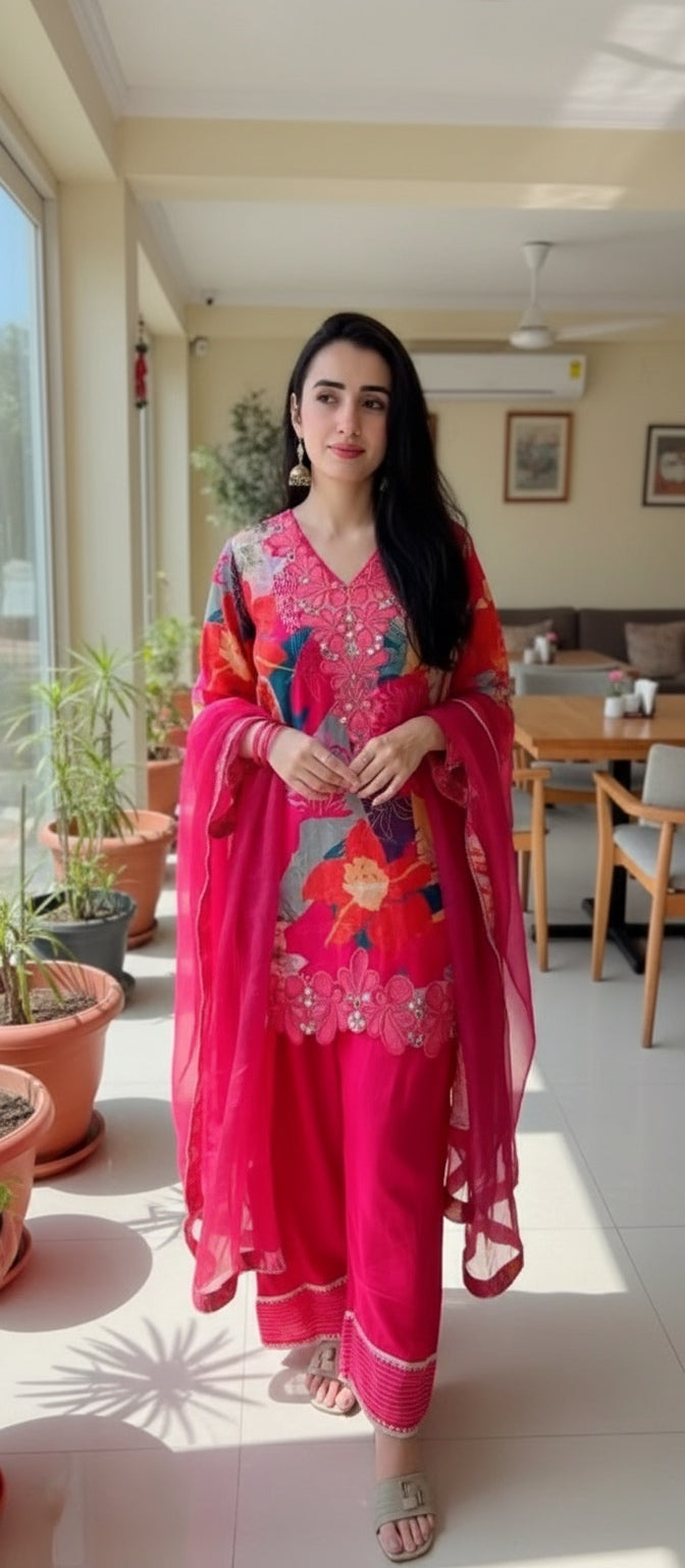 Floral printed farshi salwaar suit
