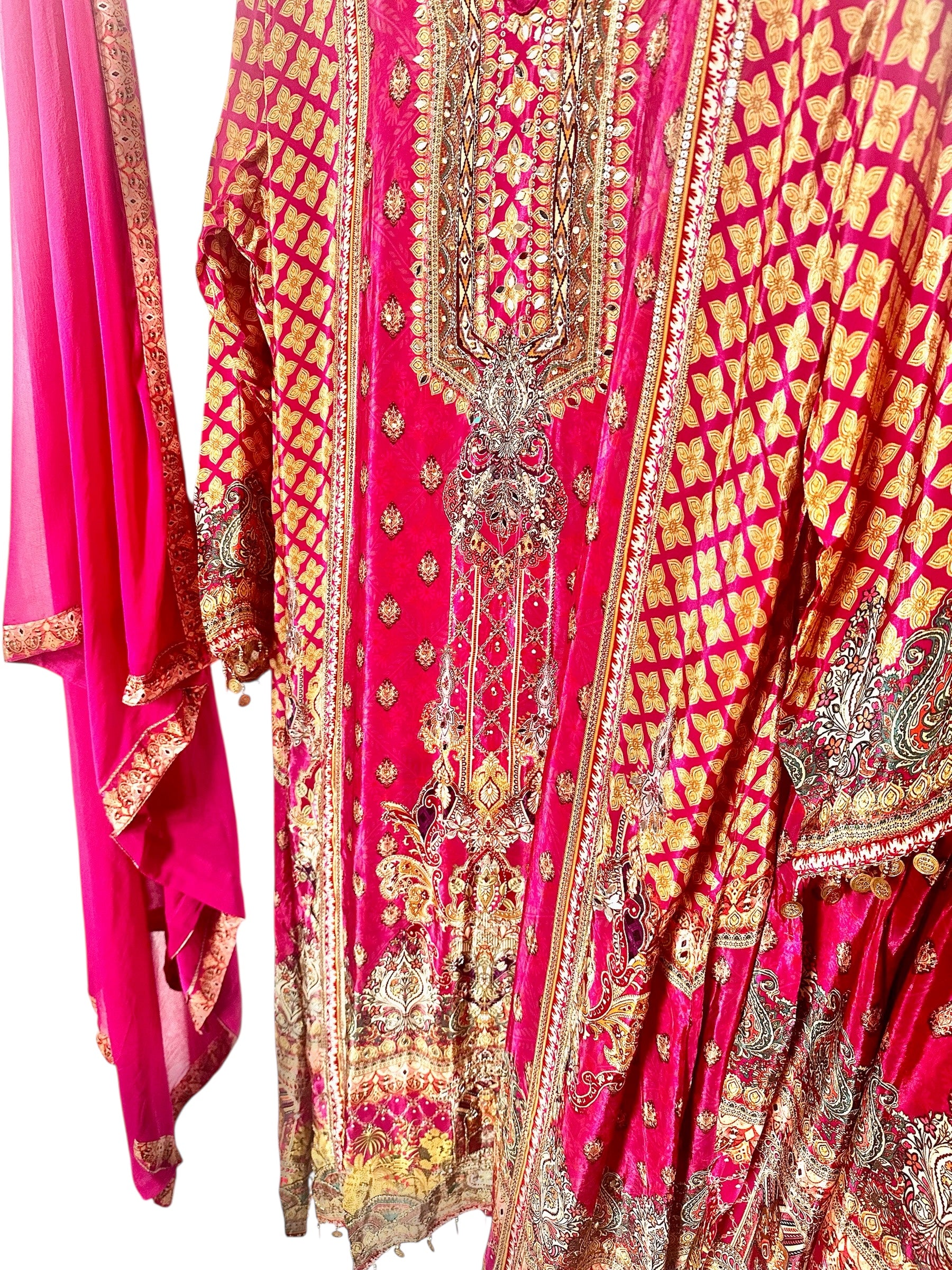 Fuchsia printed garara suit
