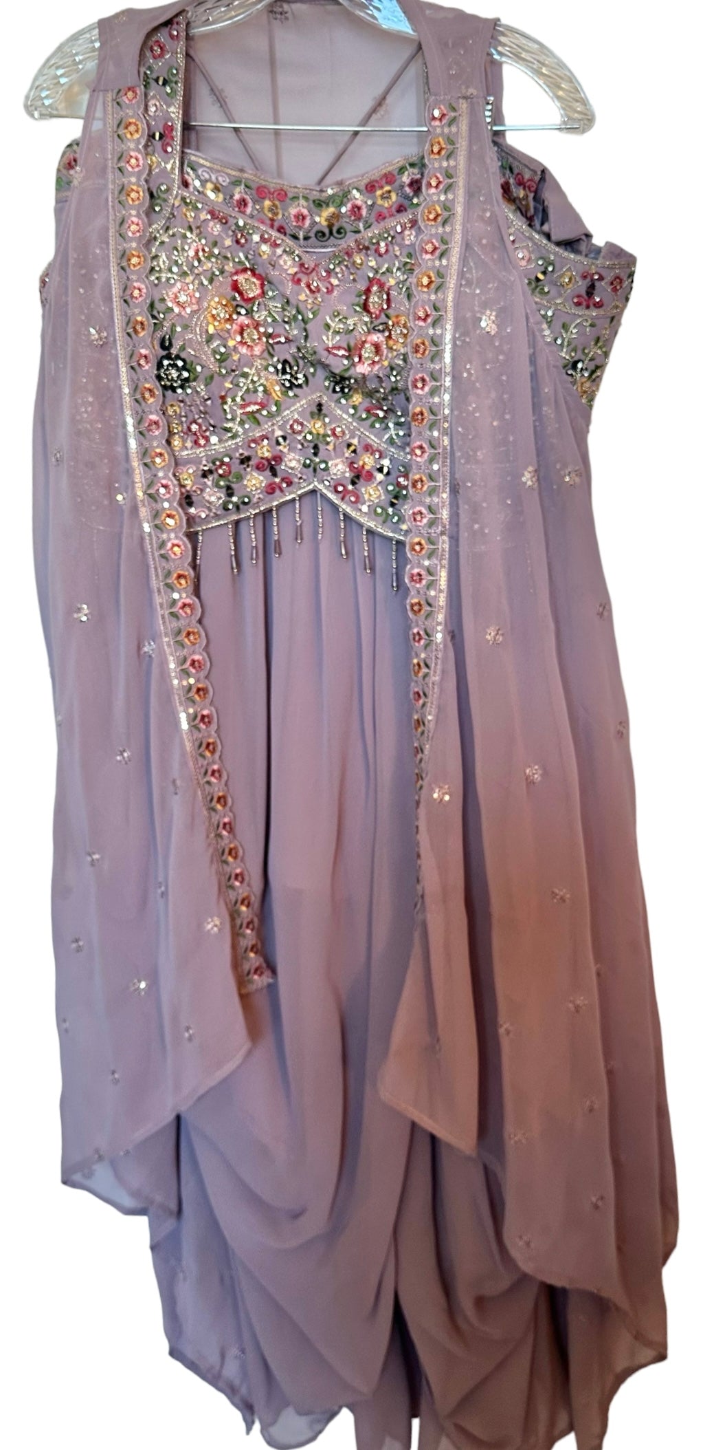 Mauve dhoti fusion set