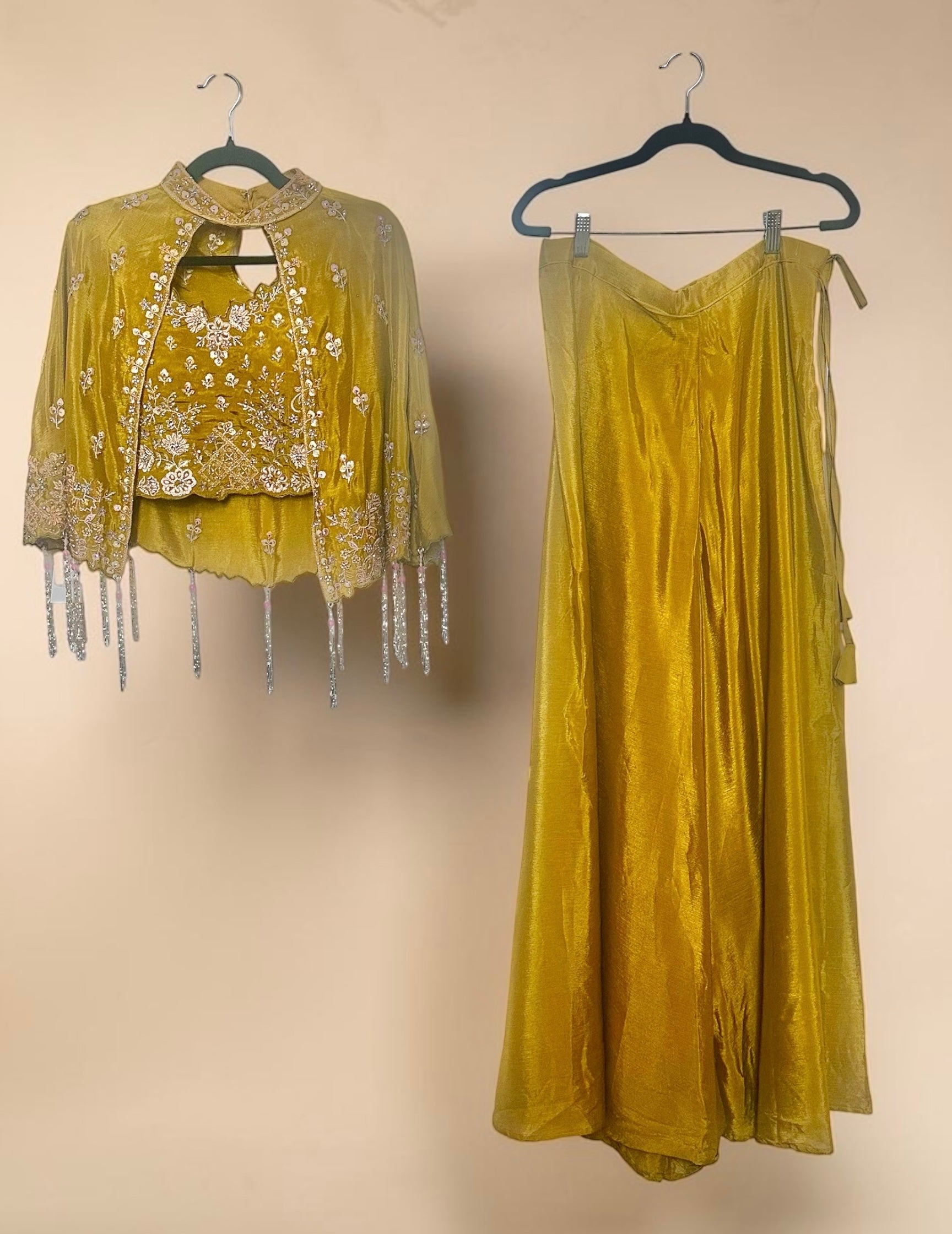 Lime green 3-piece fusion palazzo set