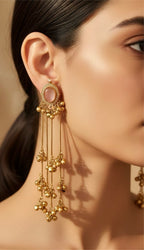Pink stone ghungroo earrings