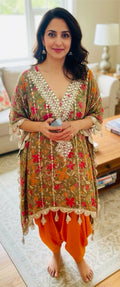 Green printed kaftaan set