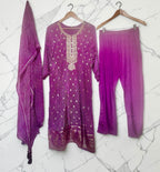Purple lehriya suit