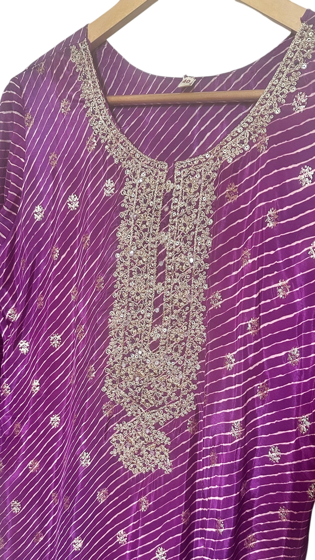 Purple lehriya suit