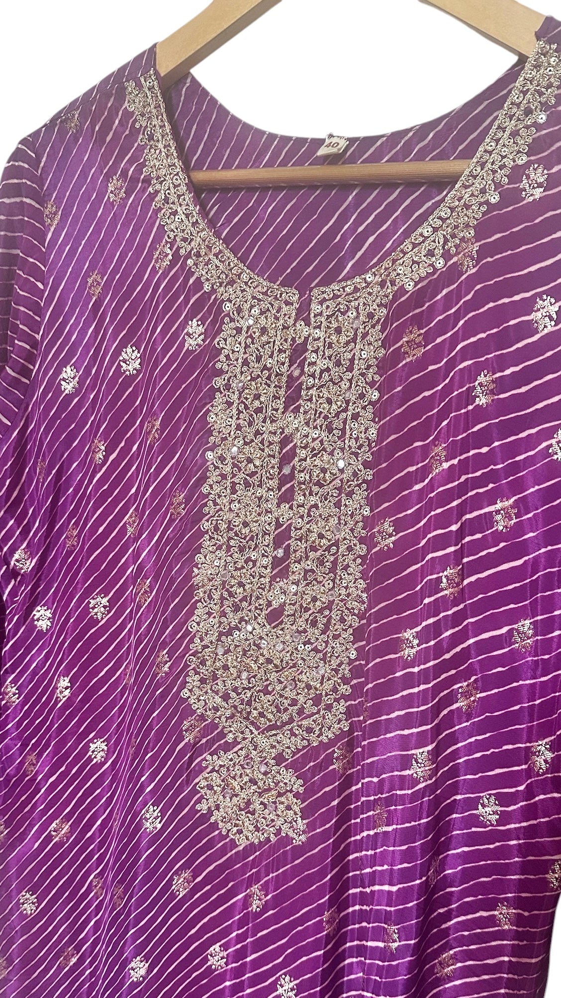 Purple lehriya suit