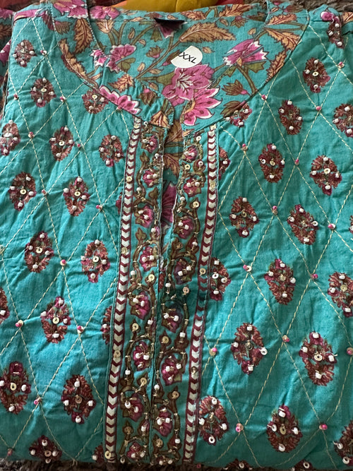 Blue printed anarkali suit