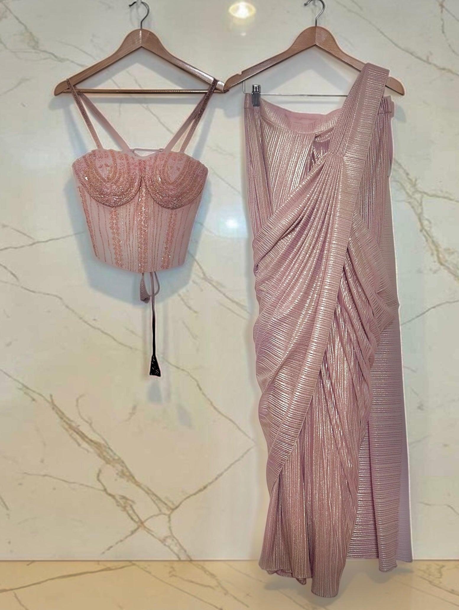 Lavender corset saree