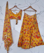 Mustard yellow floral lehenga