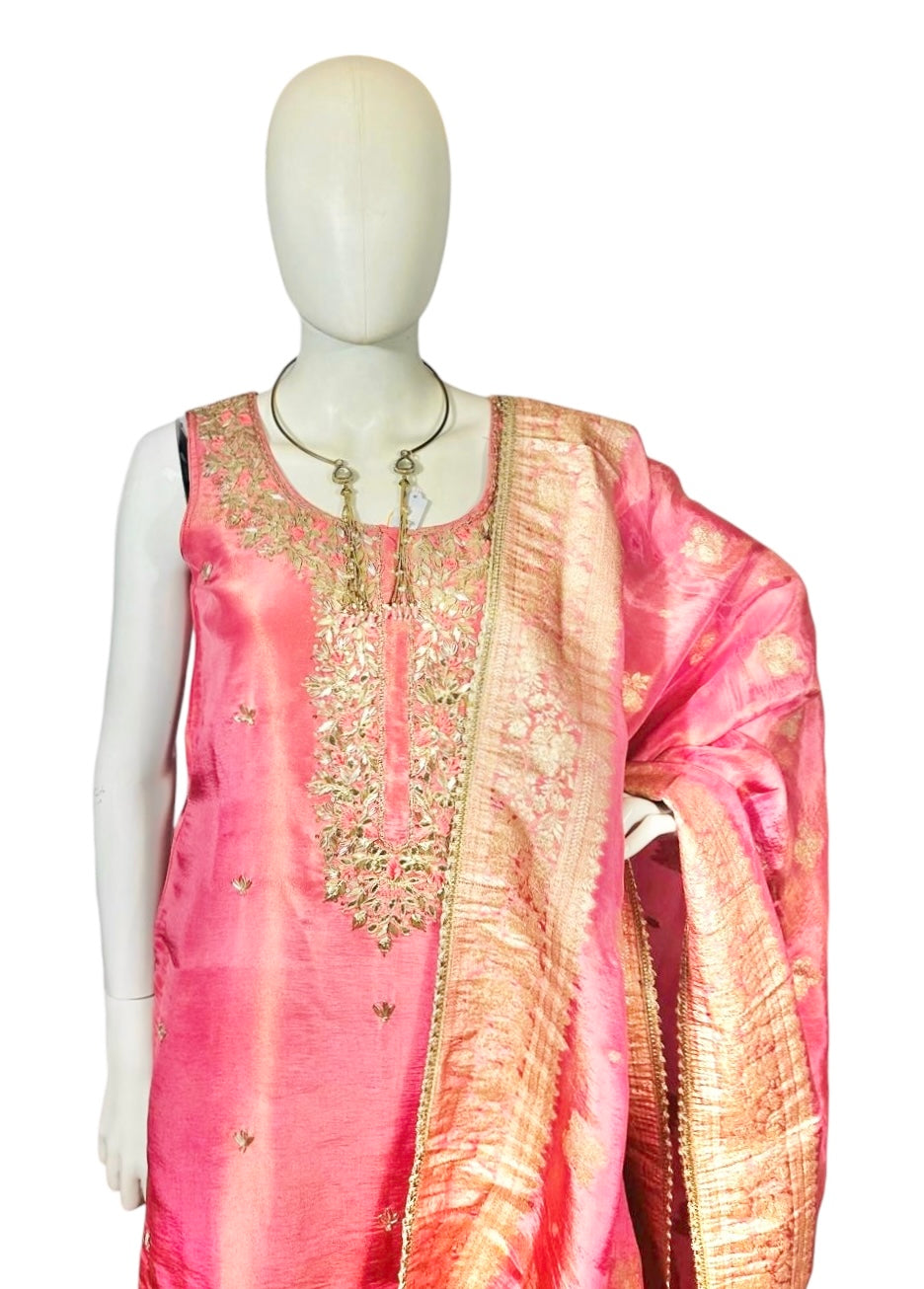 Pinkish peach Sharara suit