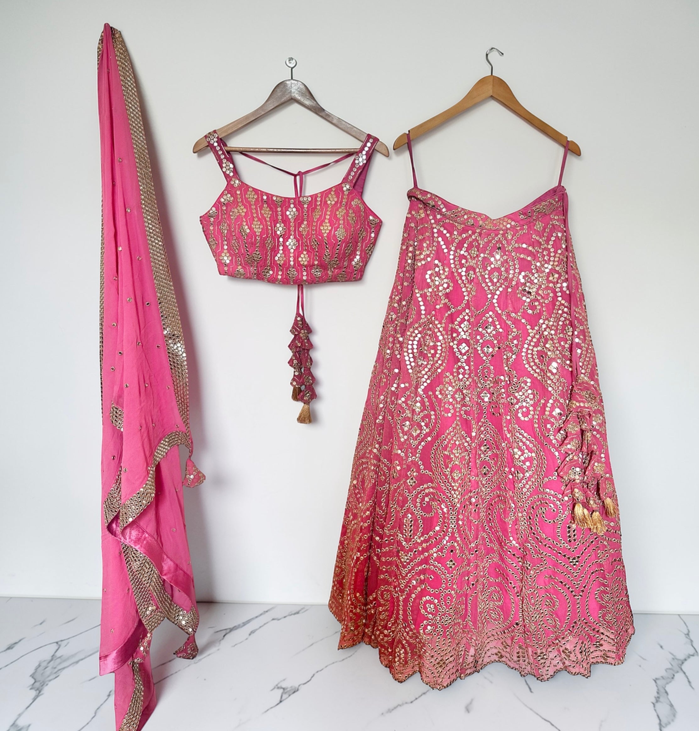 Hot pink georgette lehenga