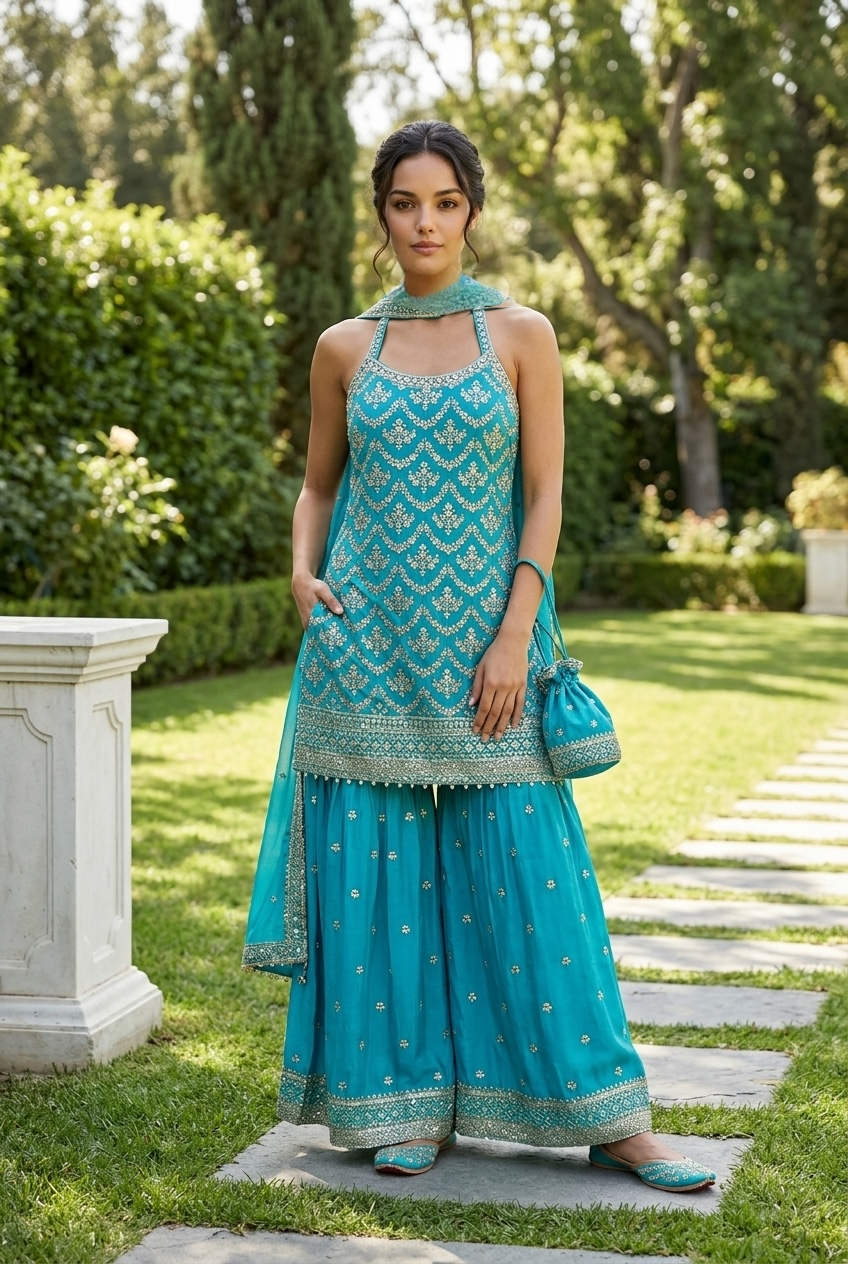 Turquoise garara set