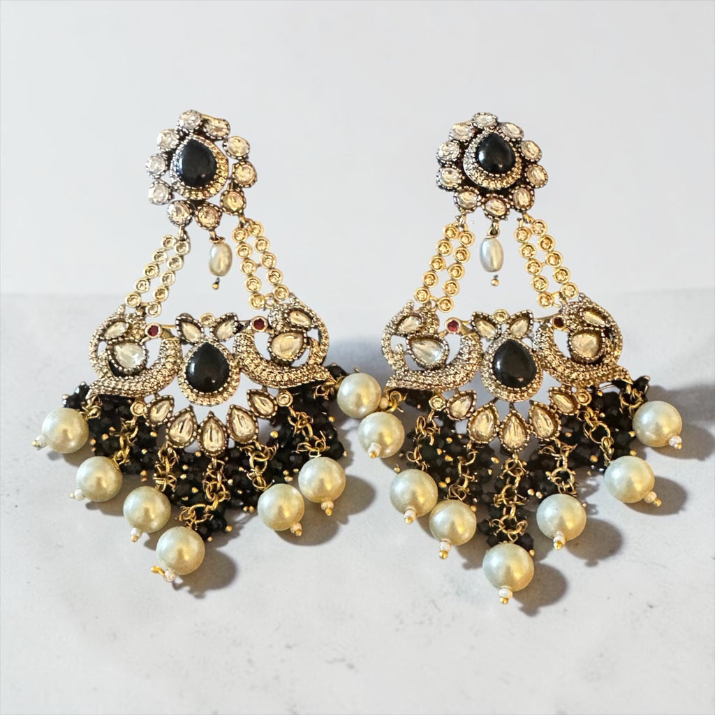Black stone Victorian earrings