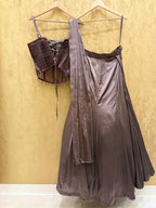 Greyish brown corset lehenga