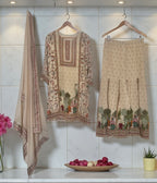 Ivory printed garara suit