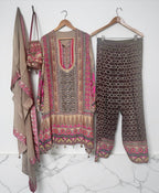 Taupe n pink color salwaar suit