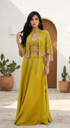 Lime green 3-piece fusion palazzo set