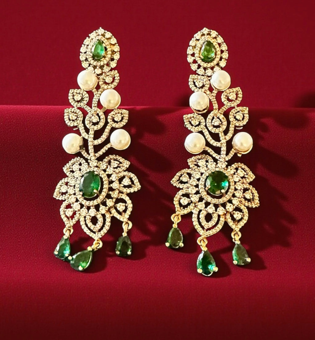 Emerald green ad earrings