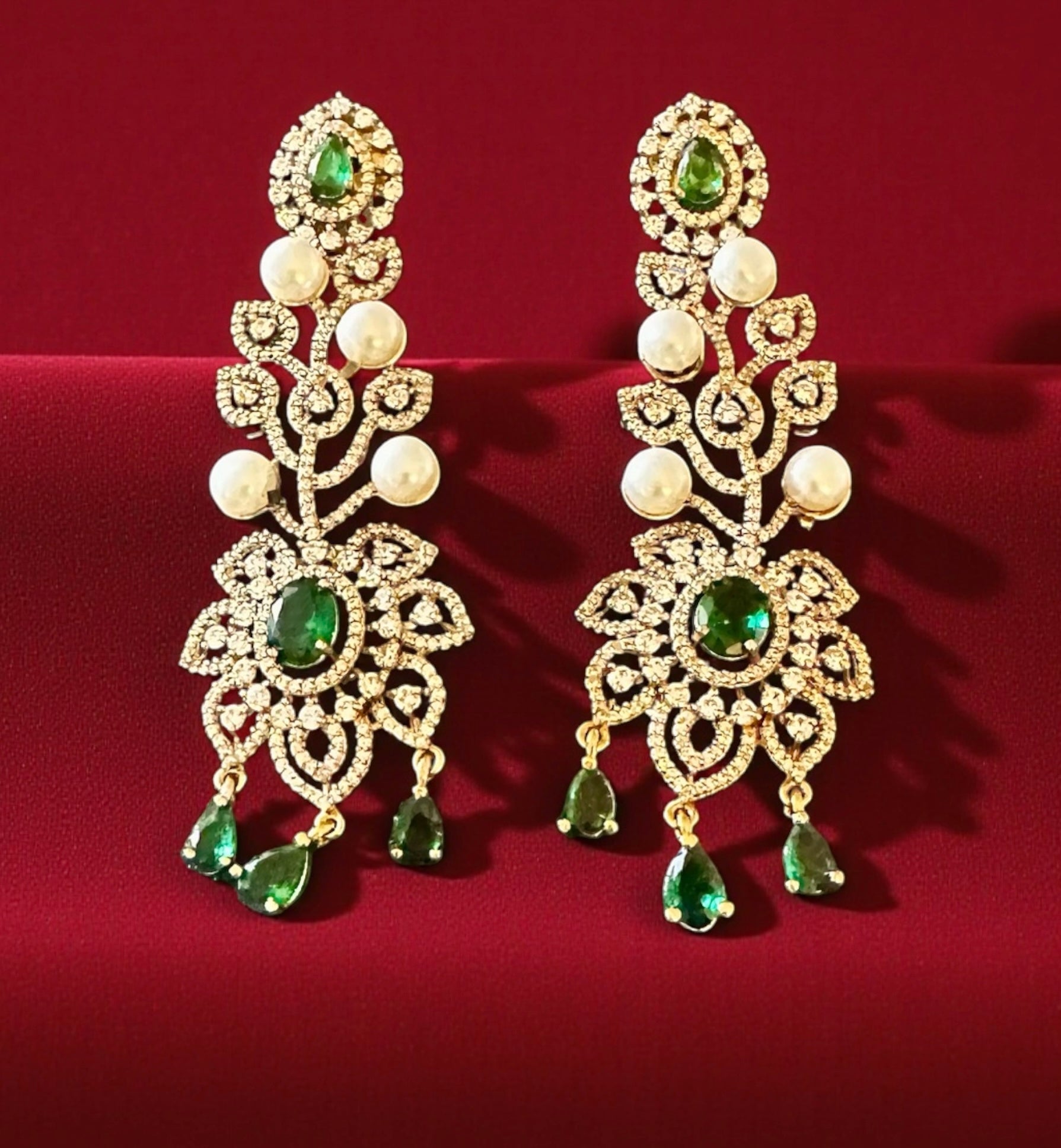 Emerald green ad earrings
