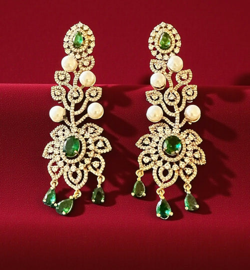 Emerald green ad earrings