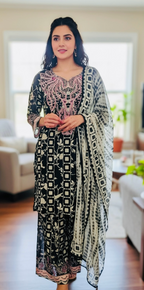 Black & white palazzo suit