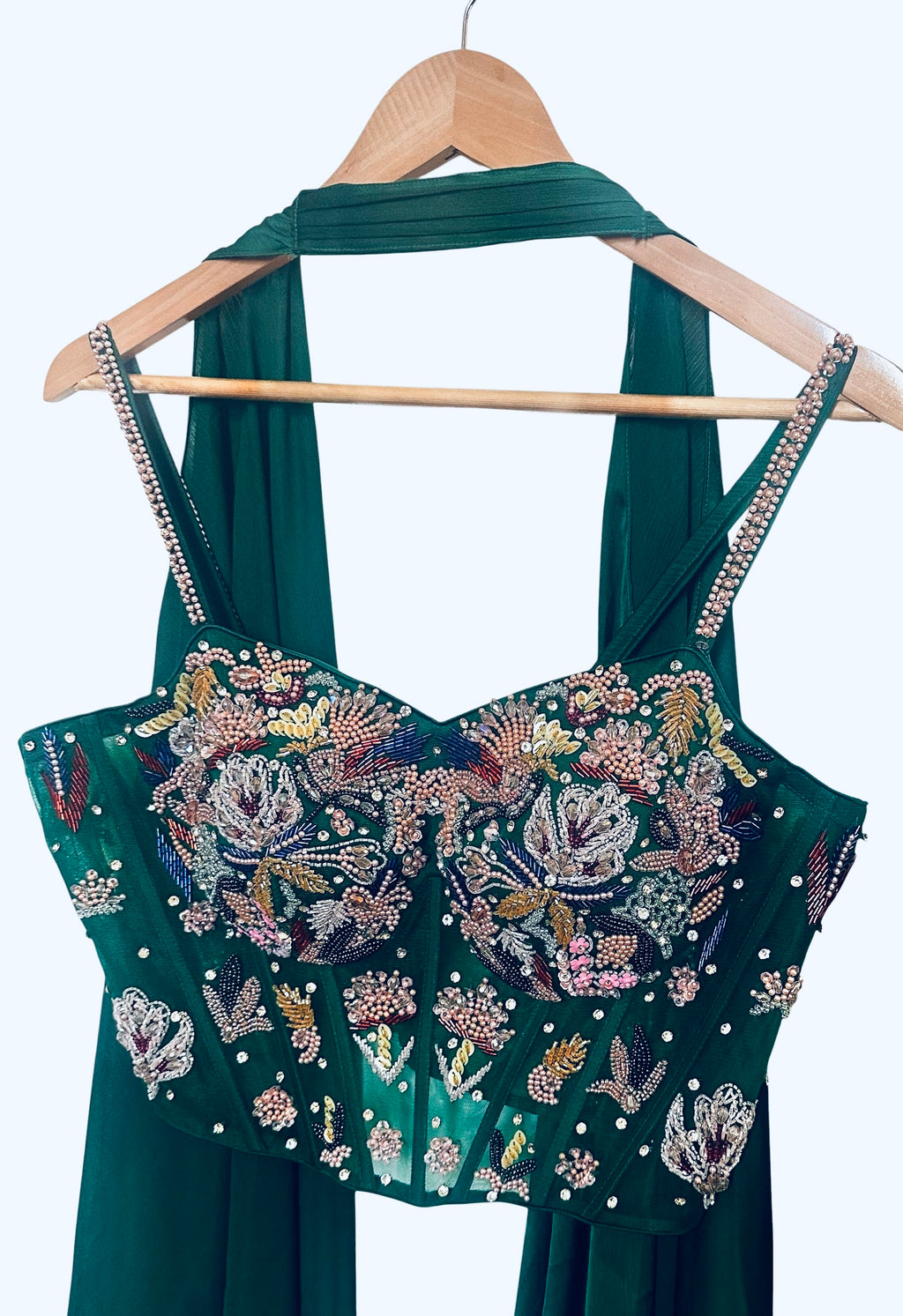 Emerald green dhoti skirt set