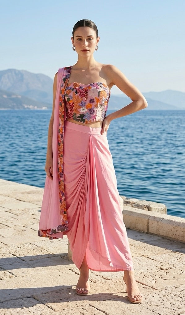 Pink dhoti skirt