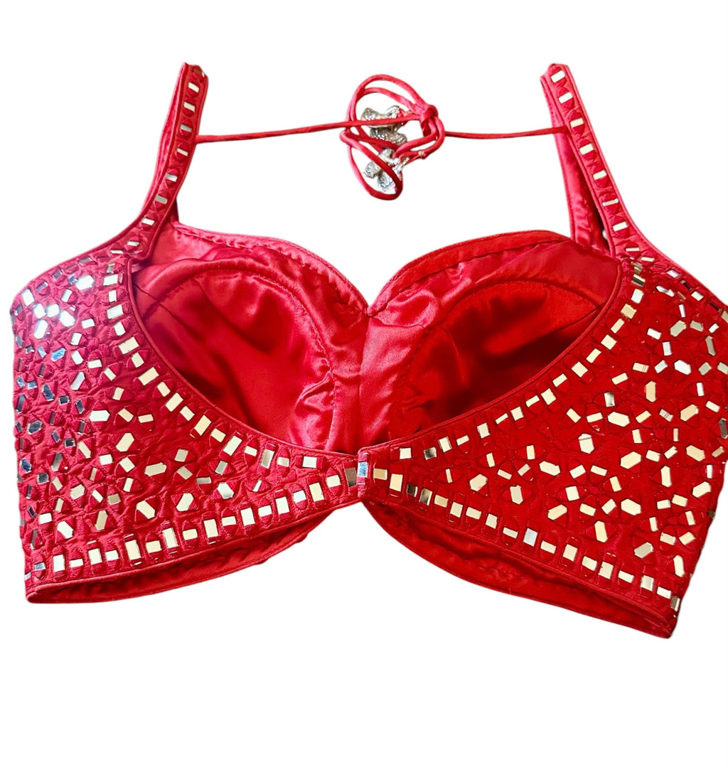 Red mirror work blouse