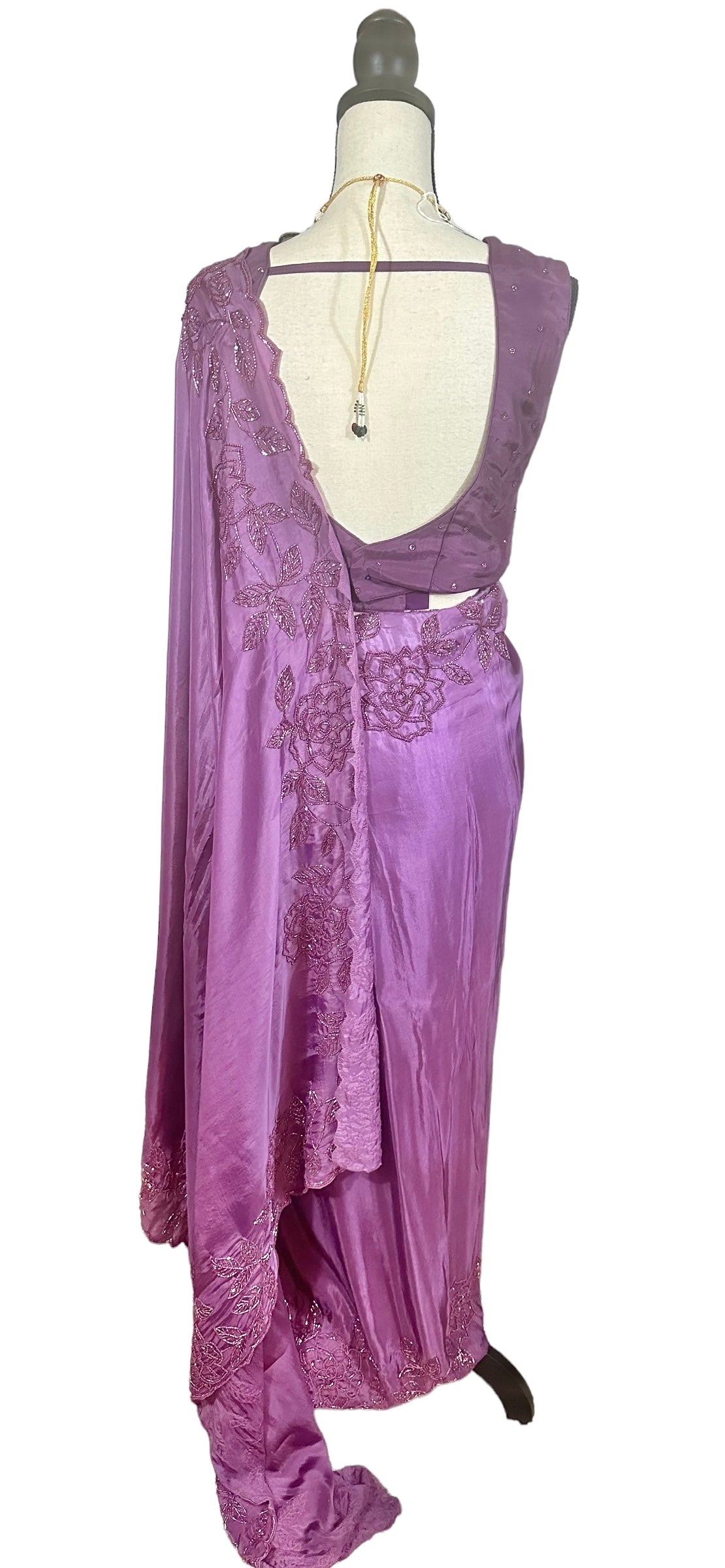 Purple organza saree