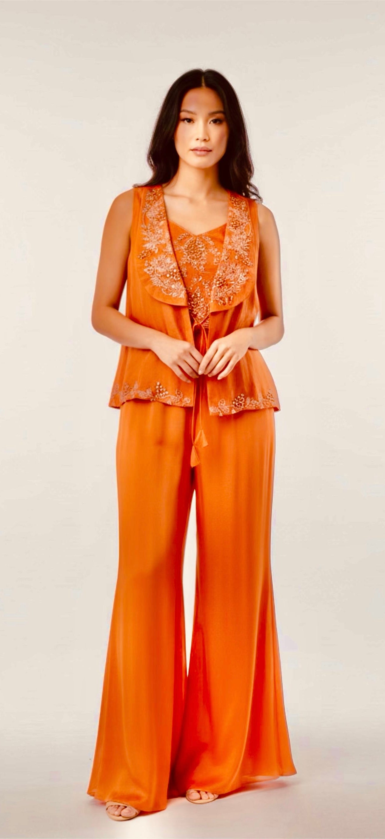 Orange palazzo fusion outfit