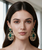 Emerald green ad earrings